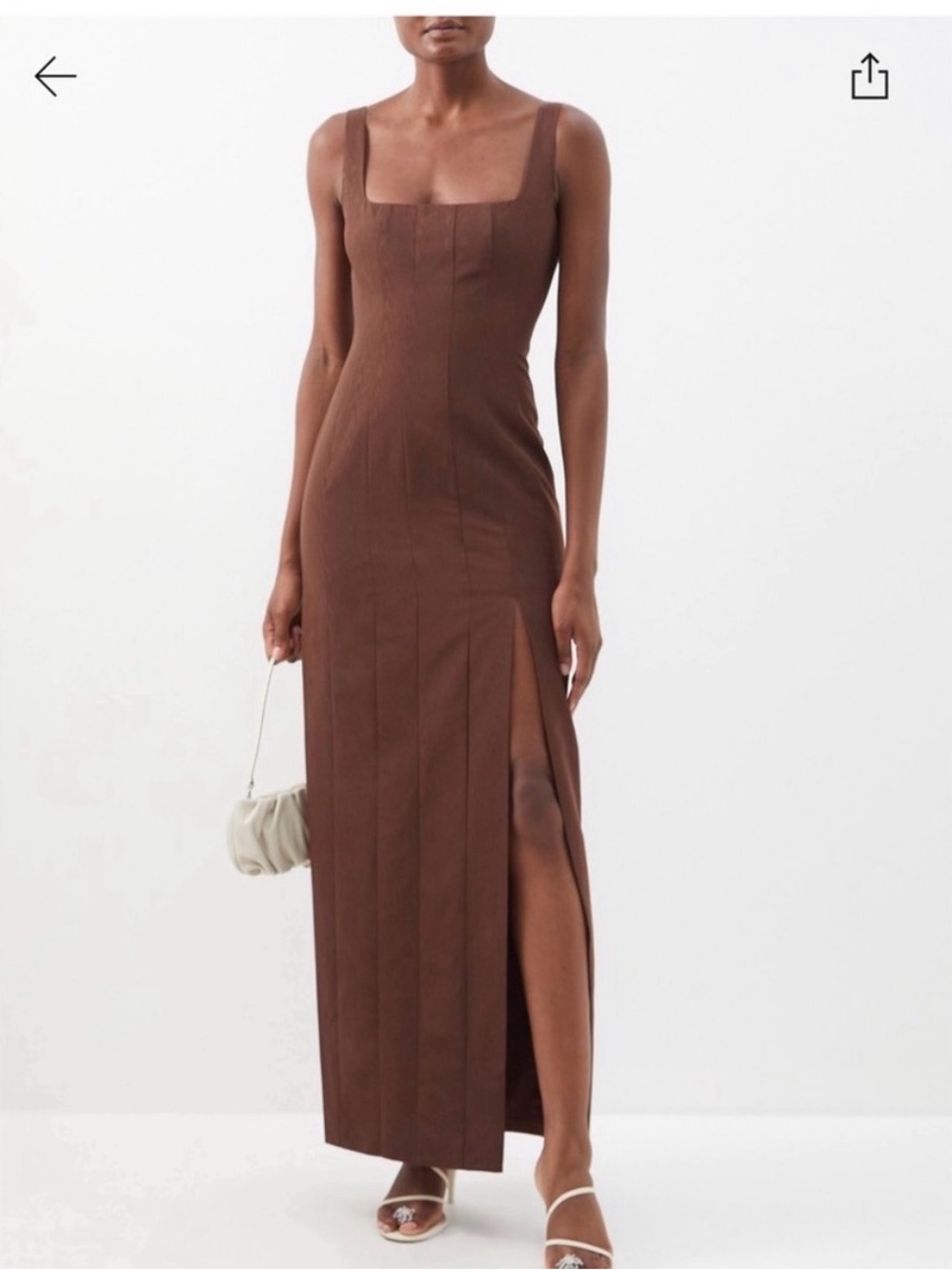 STAUD Portrait Dress Chocolate Brown Corset Maxi Dress Size 6